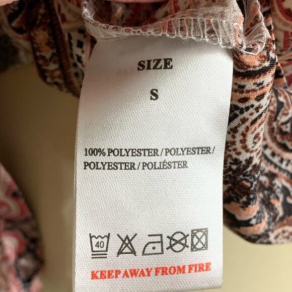 ASOS Border Print Satin Off Shoulder Top Pink Size Small - Picture 10 of 10